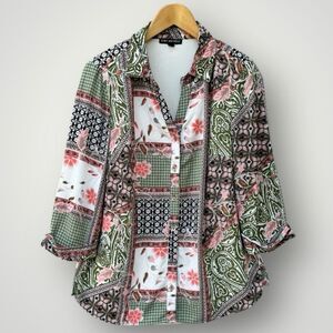 🎉5 for $45 🎉 Sara Michelle Top Blouse Shirt Size 1X Padded Shoulder